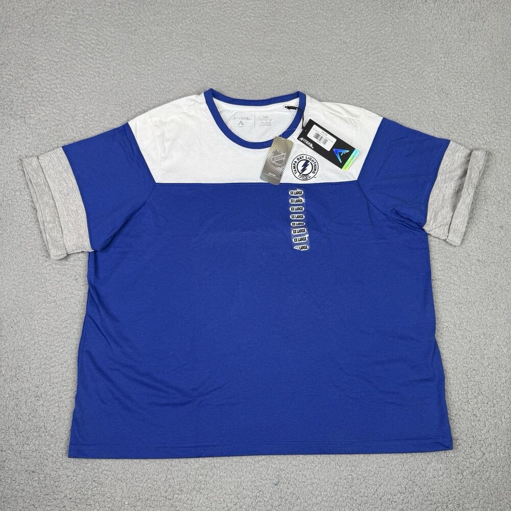 Tampa Bay Lightning Shirt Womens XXL Blue Antigua NHL Hockey Patch Logo‎ Tee NWT